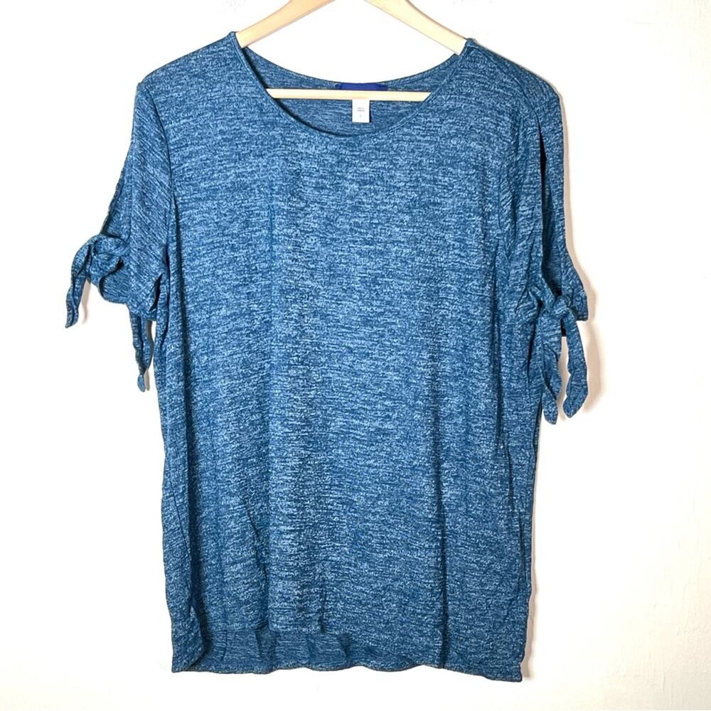 Simply Styled blue casual cold shoulder knit top shirt size large L B172